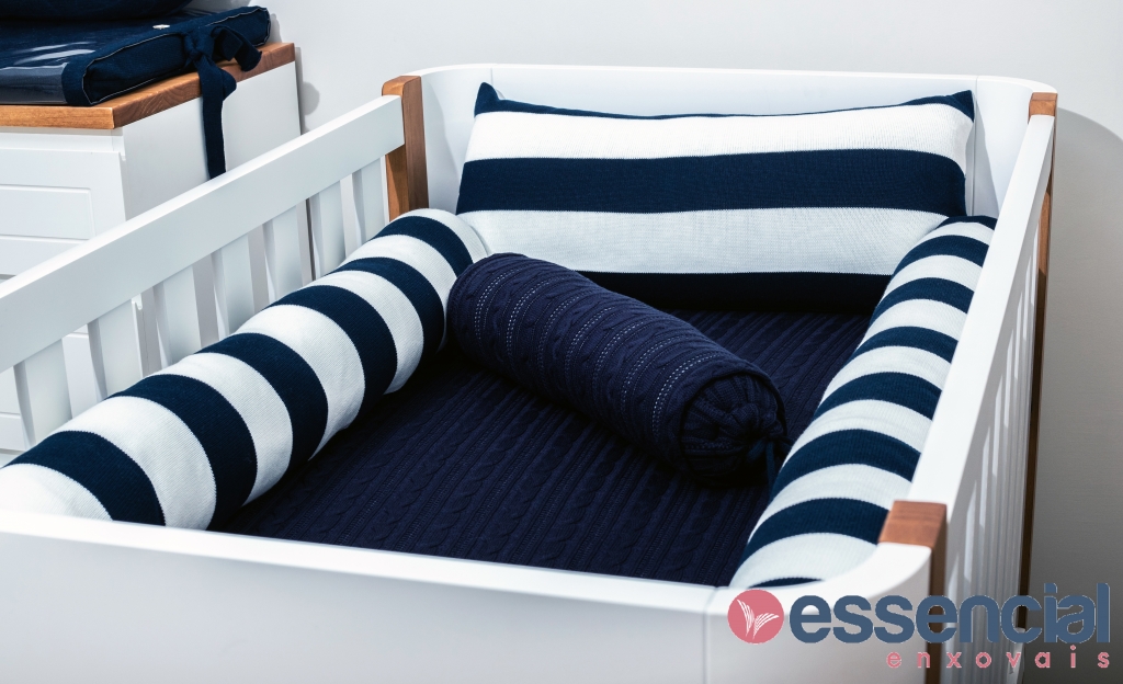 Kit berço masculino navy listrado